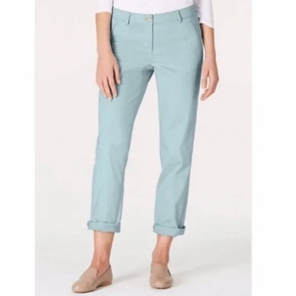 J. Jill 4 Light Blue Live In Chino Slim Straight Cotton Spandex‎ Stretch Pants